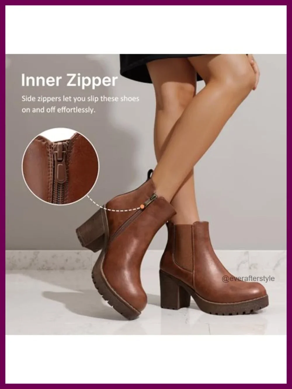 Women's Platform Chelsea Ankle Boots Chunky Block Heel Booties Faux Leather